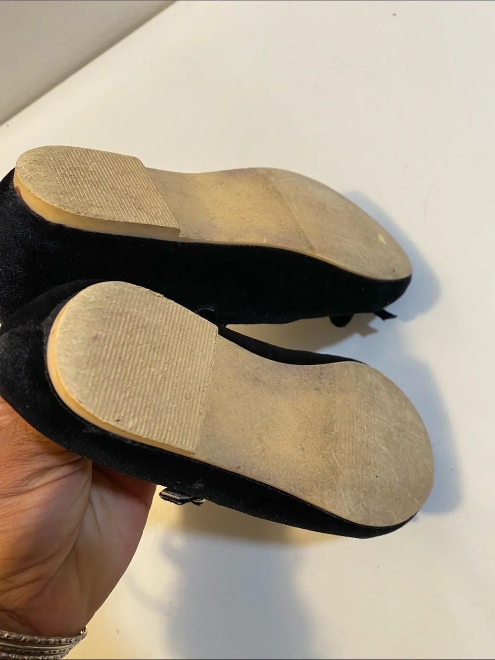 Janie and Jack Black Velvet Mary Jane Flats with Bow Accent